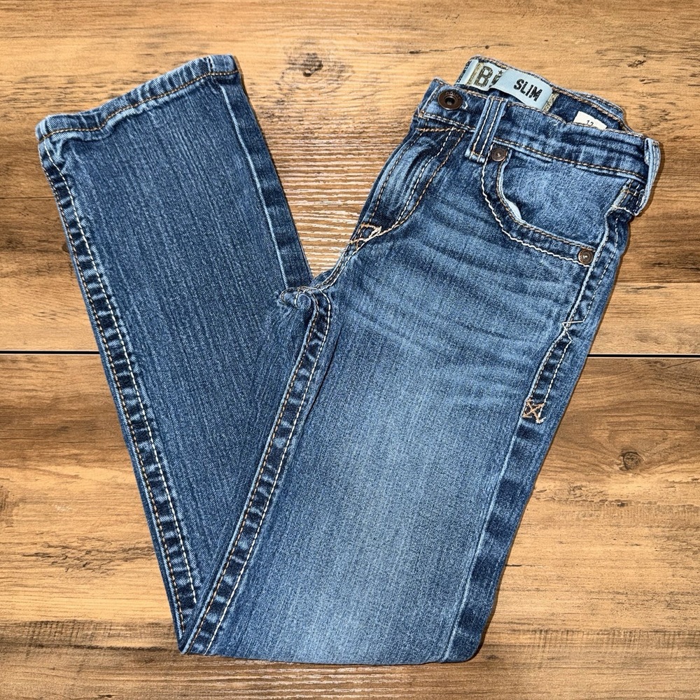 Ariat B5 Jeans Boys 12 Slim Blue Straight Leg Denim Jean Adjustable Waist